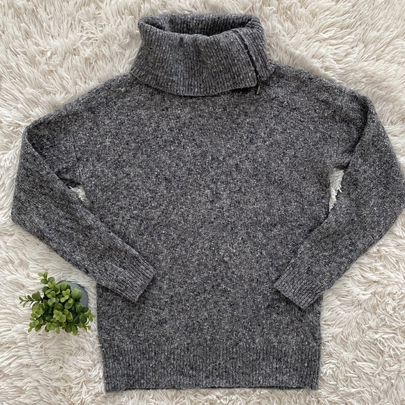Jillian & Nicole Split Zip Cowl Neck Sweater 💗 Gray - Picture 6 of 16